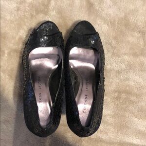 Chinese Laundry Black Sequin Women's Platform Heels